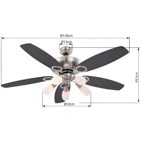 Ventilatore da Soffitto con 5 Luci 5 Pale Reversibili Faggio Grafite