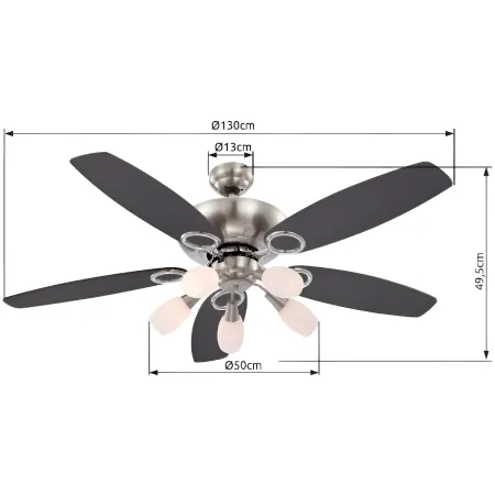 Ventilatore da Soffitto con 5 Luci 5 Pale Reversibili Faggio Grafite