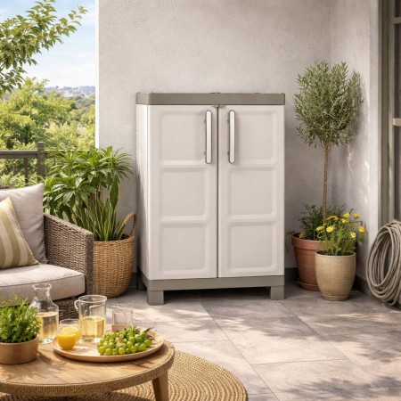 Keter Armadio per Esterno in Resina Basso 2 Ante Multiuso da Giardino Terrazzo | BricoShop24