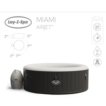 Piscina Spa Lay-Z Miami Gonfiabile Vasca Idromassaggio Riscaldata Pompa Esterno