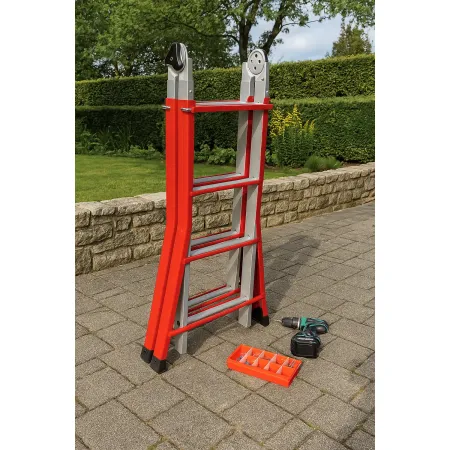 Scala Telescopica 4+4 Gradini Allungabile 3.7 mt Multiuso Scaletta Bricolage