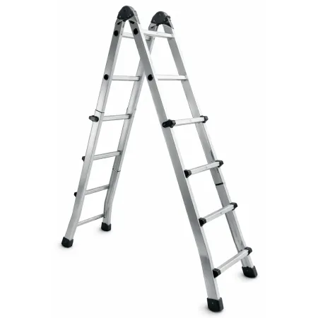 Scala 4+4 Gradini Allungabile 4.2 Multiuso Scaletta Zoppa Alluminio Telescopica