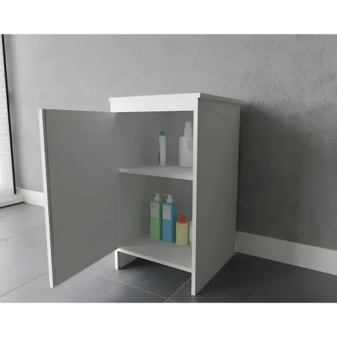 Mobile Lavanderia 46,5x49x84 cm PVC 1 Anta Bianco Salvaspazio