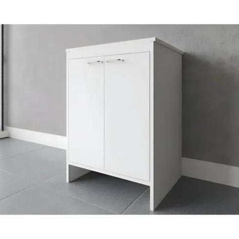 Mobile Bagno 60x50x85 cm PVC 2 Ante Bianco Lavanderia