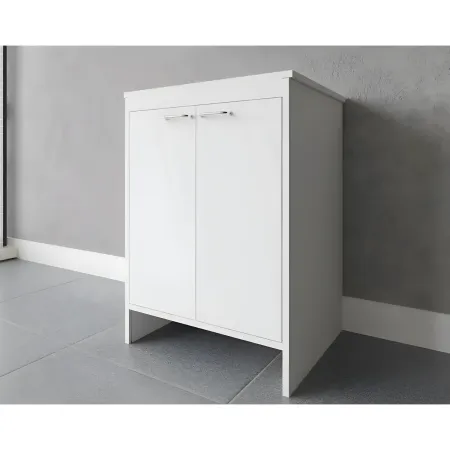 Mobile Bagno 60x50x85 cm PVC 2 Ante Bianco Lavanderia