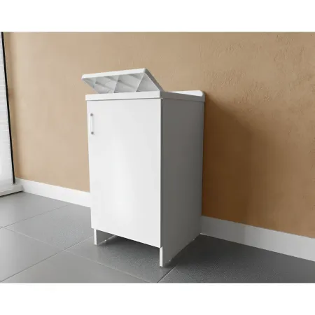 Lavatoio Bianco 1 Anta 45x50x85 cm Vasca PP e Asse in Resina