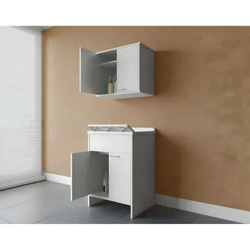 Mobile Lavatoio 60x50x85 cm con Pensile 60x34x52 cm 2 Ante