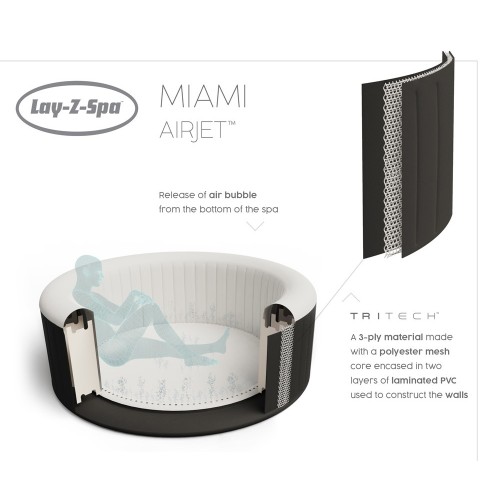 Piscina Spa Lay-Z Miami Gonfiabile Vasca Idromassaggio Riscaldata Pompa Esterno