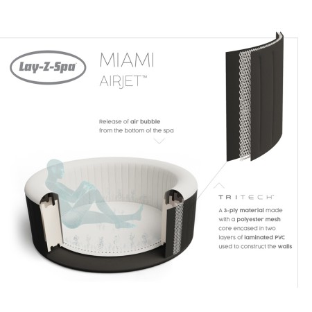 Piscina Spa Lay-Z Miami Gonfiabile Vasca Idromassaggio Riscaldata Pompa Esterno