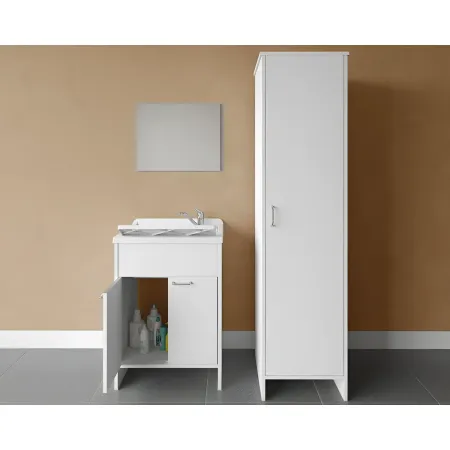 Mobile Lavatoio 2 Ante 60x50x85 con Colonna 45x50x182 e Specchio 45x60
