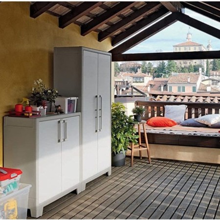 Keter Armadietto Basso in Resina da Esterno Tuttopiani Ripiani Regolabili Beige | BricoShop24