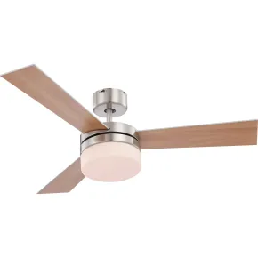 Ventilatore da Soffitto con Luce 3 Pale Reversibili Faggio Argento