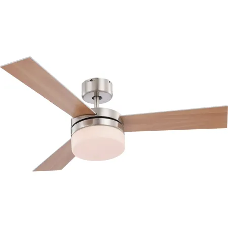 Ventilatore da Soffitto con Luce 3 Pale Reversibili Faggio Argento