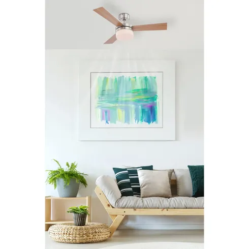 Ventilatore da Soffitto con Luce 3 Pale Reversibili Faggio Argento