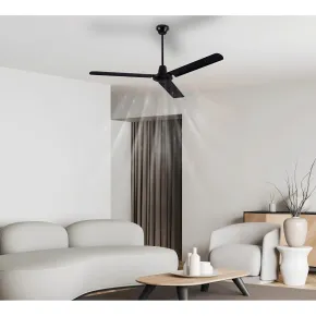 Ventilatore da Soffitto con Luce 142 cm 3 Pale Metallo Nero 3 Velocità 2