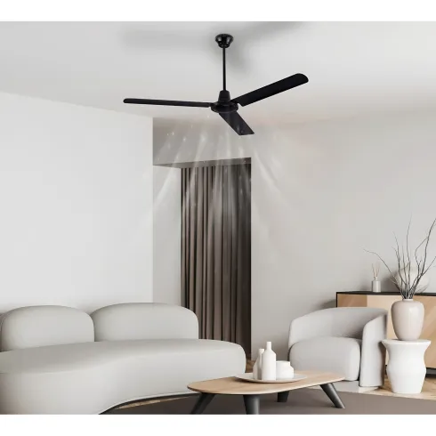 Ventilatore da Soffitto con Luce 142 cm 3 Pale Metallo Nero 3 Velocità