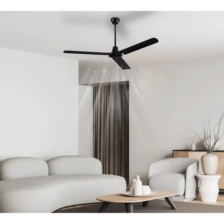 Ventilatore da Soffitto con Luce 142 cm 3 Pale Metallo Nero 3 Velocità