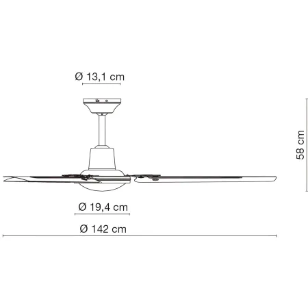 Ventilatore da Soffitto con Luce 142 cm 3 Pale Metallo Nero 3 Velocità