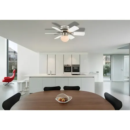 Ventilatore Soffitto con Luce 76 cm 6 Pale Reversibili MDF Bianco Nero