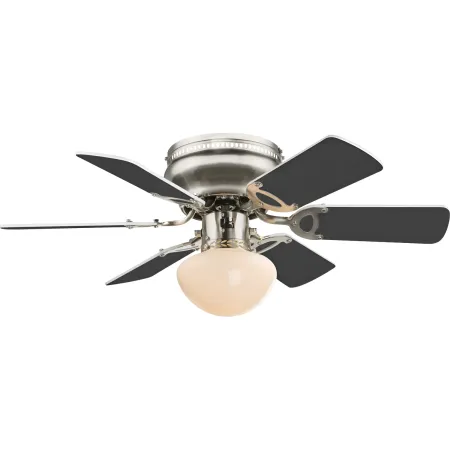 Ventilatore Soffitto con Luce 76 cm 6 Pale Reversibili MDF Bianco Nero