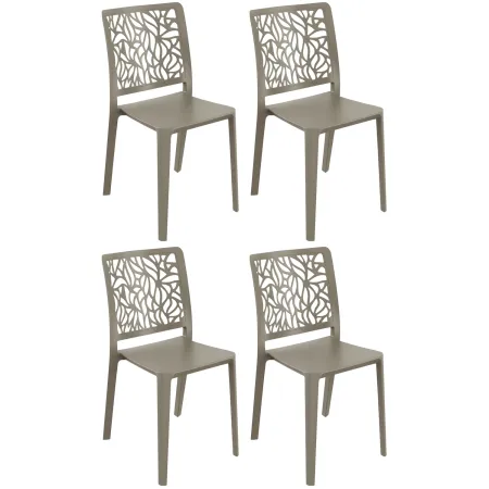 Set 4 Sedie da Pranzo Tortora in Polipropilene da Interno Esterno