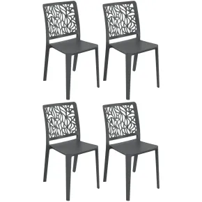 Set 4 Sedie da Pranzo Antracite in Polipropilene da Interno Esterno