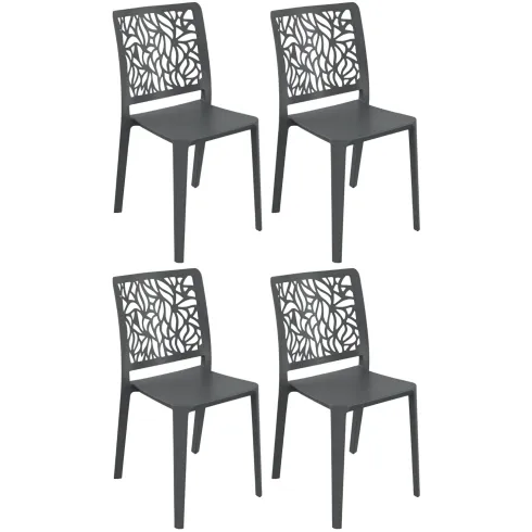 Set 4 Sedie da Pranzo Antracite in Polipropilene da Interno Esterno
