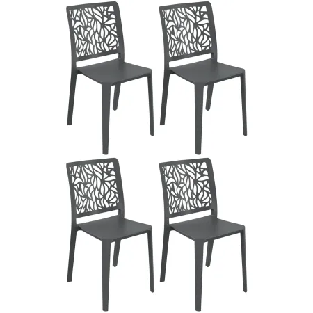 Set 4 Sedie da Pranzo Antracite in Polipropilene da Interno Esterno