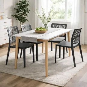 Set 4 Sedie da Pranzo Antracite in Polipropilene da Interno Esterno 2
