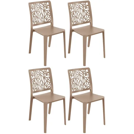 Set 4 Sedie da Pranzo Tortora Chiaro Polipropilene da Interno Esterno