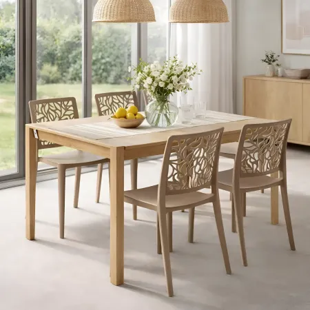 Set 4 Sedie da Pranzo Tortora Chiaro Polipropilene da Interno Esterno