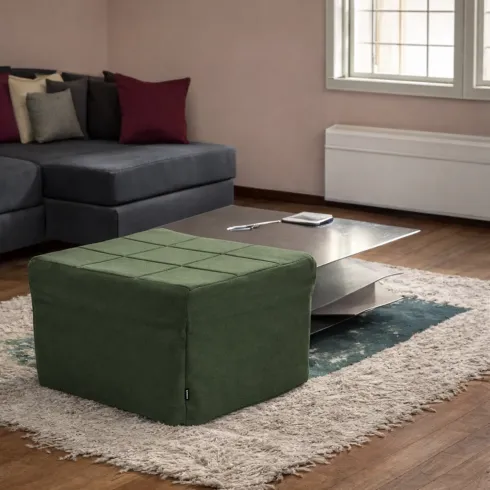 Pouf Letto Singolo Pieghevole Richiudibile Verde 70x70 cm Salvaspazio