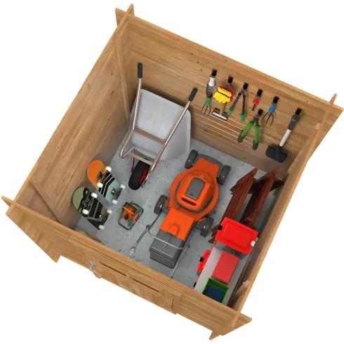 Casetta in Legno Impregnato 176x176 Blockhouse 19 mm Porta Finestrata