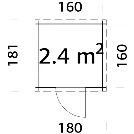 Casetta in Legno Grezzo 19 mm 176x176 cm Blockhouse Tetto in Perline