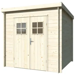 Casetta in Legno 19 mm 216x216 cm Blockhouse Tetto Perline Doppia Porta