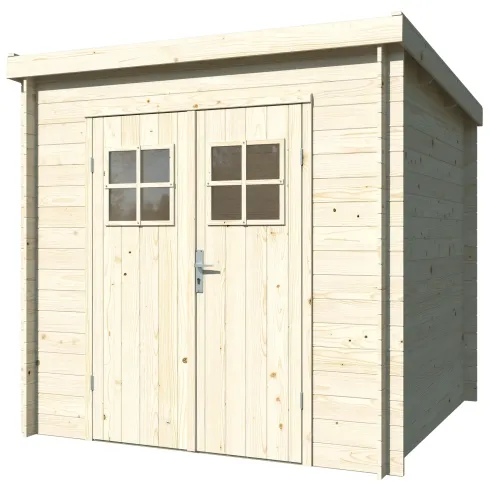 Casetta in Legno 19 mm 216x216 cm Blockhouse Tetto Perline Doppia Porta