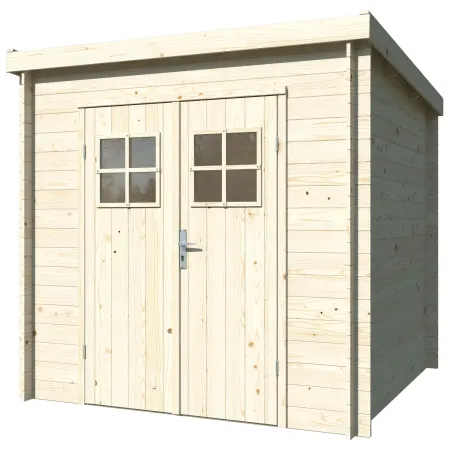 Casetta in Legno 19 mm 216x216 cm Blockhouse Tetto Perline Doppia Porta