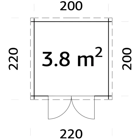 Casetta in Legno 19 mm 216x216 cm Blockhouse Tetto Perline Doppia Porta
