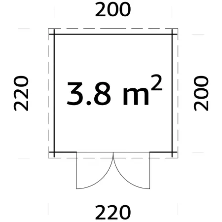 Casetta in Legno 19 mm 216x216 cm Blockhouse Tetto Perline Doppia Porta