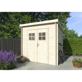 Casetta in Legno 19 mm 216x216 cm Blockhouse Tetto Perline Doppia Porta 2