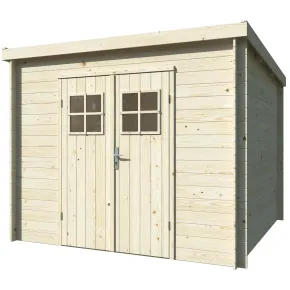 Casetta in Legno 19 mm 260x260 cm Blockhouse Tetto Perline Doppia Porta
