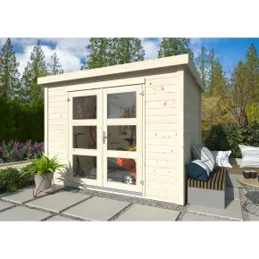 Casetta in Legno 19 mm 280x184 cm Blockhouse Porta Doppia Vetrata 2