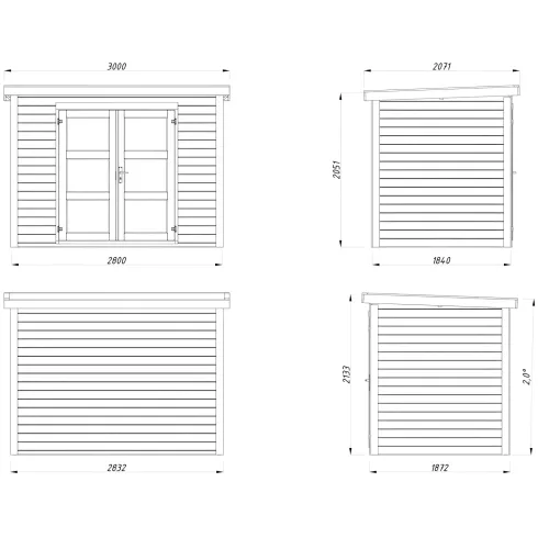 Casetta in Legno 19 mm 280x184 cm Blockhouse Porta Doppia Vetrata