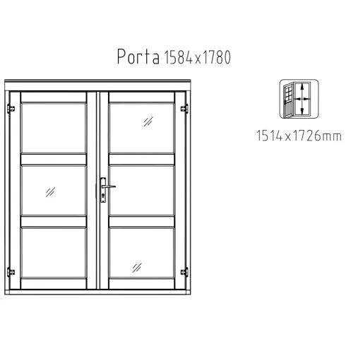 Casetta in Legno 19 mm 280x184 cm Blockhouse Porta Doppia Vetrata