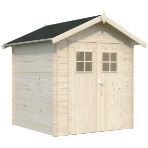 Casetta in Legno Grezzo 19 mm 200x200 cm Blockhouse Porta Doppia