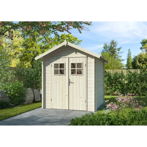 Casetta in Legno Grezzo 19 mm 200x200 cm Blockhouse Porta Doppia