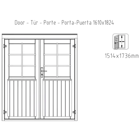 Casetta in Legno Impregnato 322x292 Blockhouse 28 mm Porta Doppia