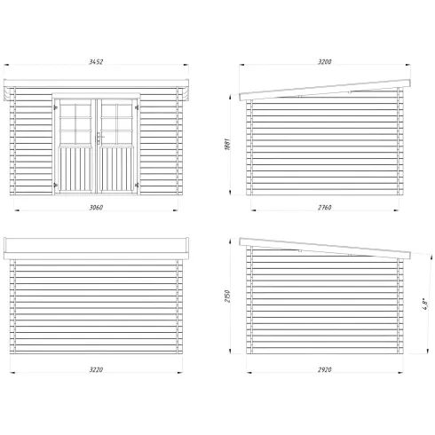 Casetta in Legno Impregnato 322x292 Blockhouse 28 mm Porta Doppia
