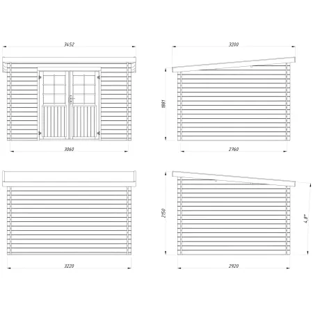 Casetta in Legno Impregnato 322x292 Blockhouse 28 mm Porta Doppia