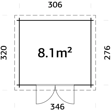Casetta in Legno Impregnato 322x292 Blockhouse 28 mm Porta Doppia